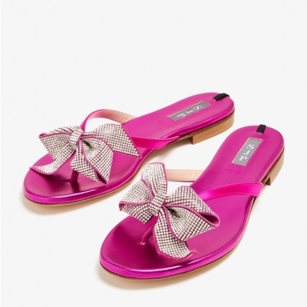 Sjp Sarah Jessica Parker Paley Slide Bow Accent Sandals Size 7.5